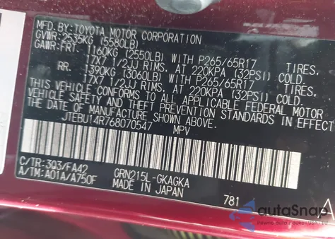 2006 Toyota 4Runner Sr5 V6 from USA, damaged, VIN JTEBU14R768070547